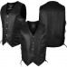 ARD Champs™ Premium Quality Mens Braided Side Lace Motorcycle Black Leather Vest S-6XL